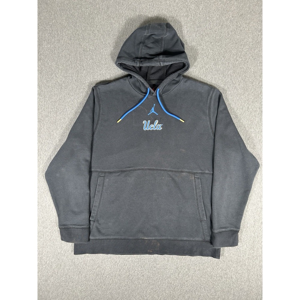 Jordan UCLA Bruins Hoodie Sweatshirt Men's Black Dri-Fit Pullover XL *FLAW*